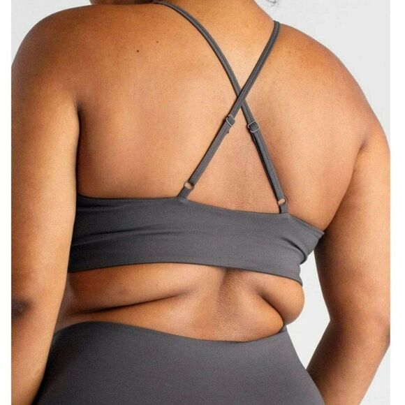 GIRLFRIEND COLLECTIVE Topanga Low Impact Longline Sports Bra Shadow Gray XS,S,L - Picture 3 of 12